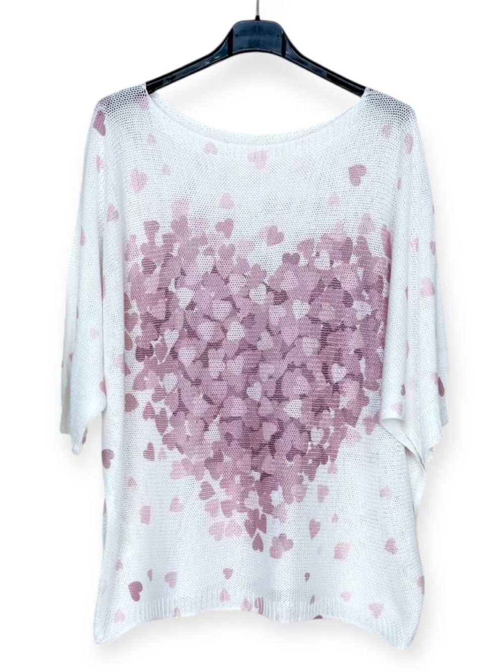 MADE IN ITALY 🇮🇹 Light Pink Heart Print Knit Top - Women